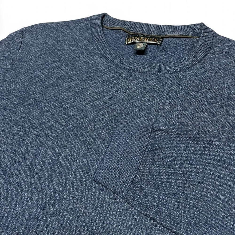 Jos. A. Bank Reserved Men's Blue Textured Sweater Cotton Silk Blend Size XL